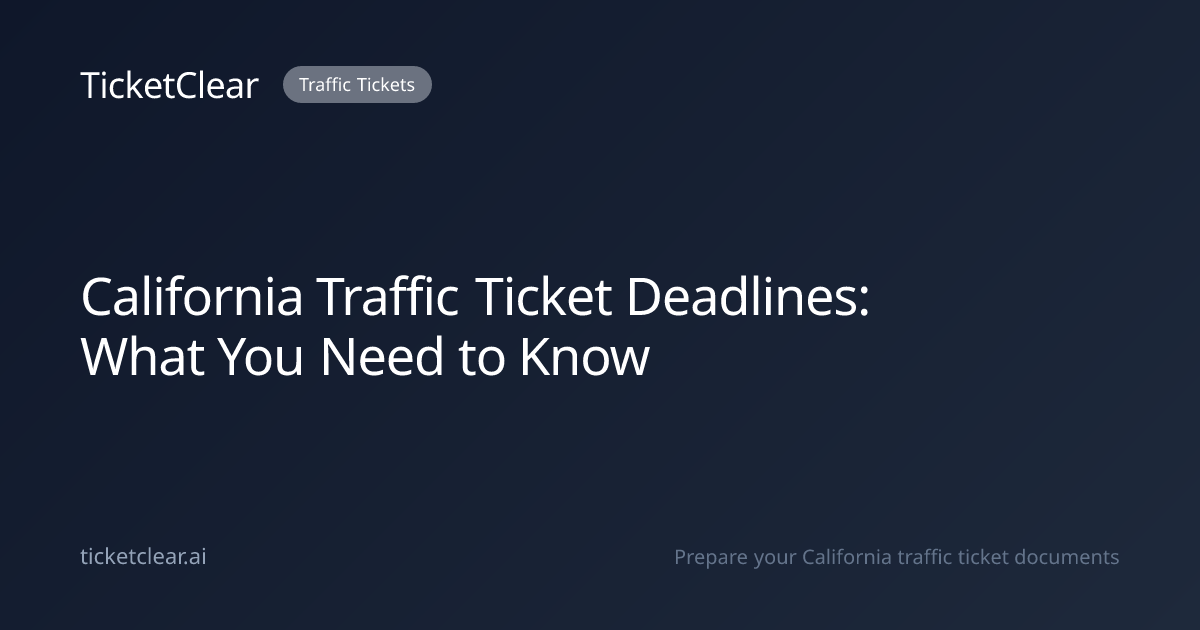 California Traffic Ticket Deadlines Explained | TicketClear